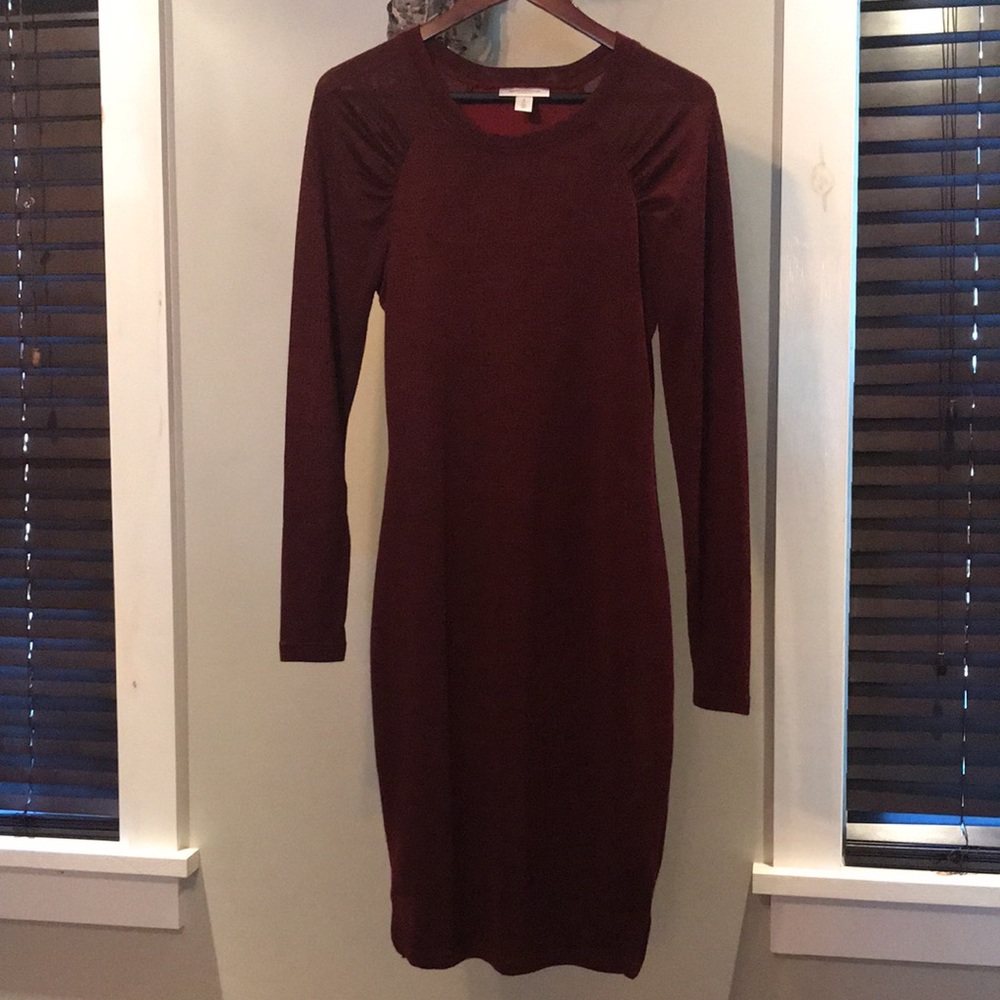 Motherhood Maternity Wine Fitted Knit Dress